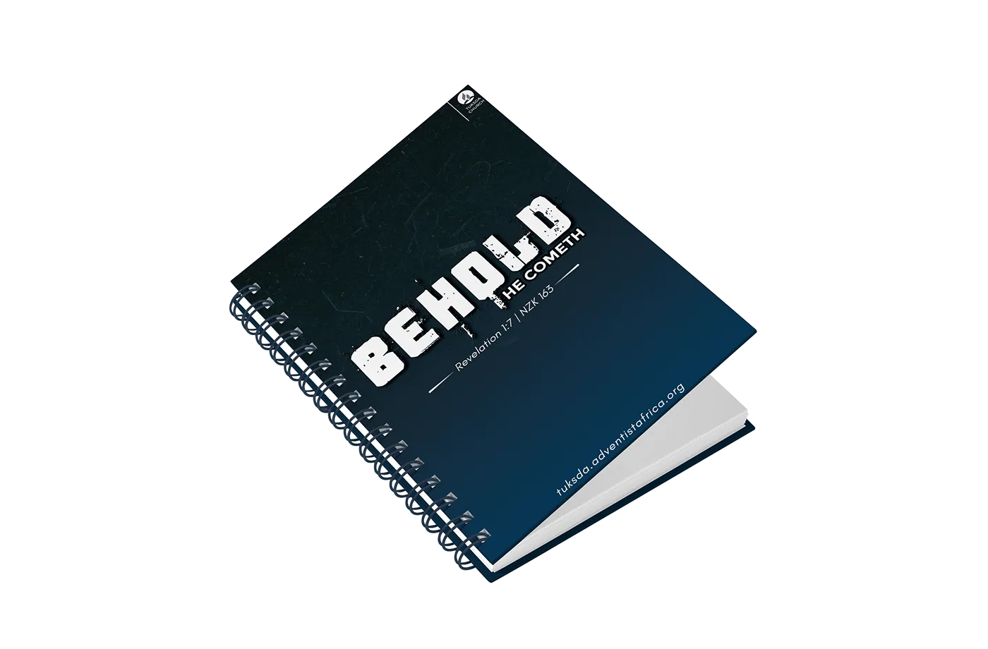 Black TUKSDA "Behold" spiral notebook mock-up