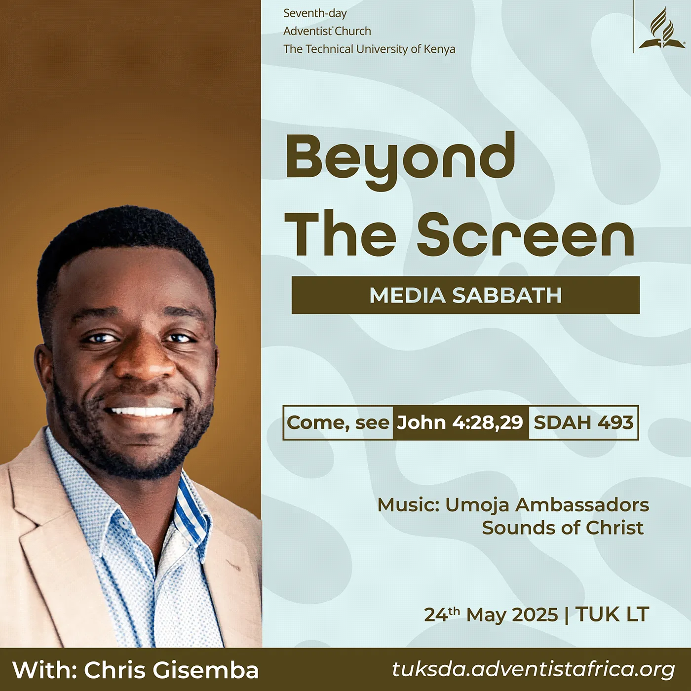 "Beyond The Screen" Media Sabbath poster with Chris Gisemba, 24 May 2025