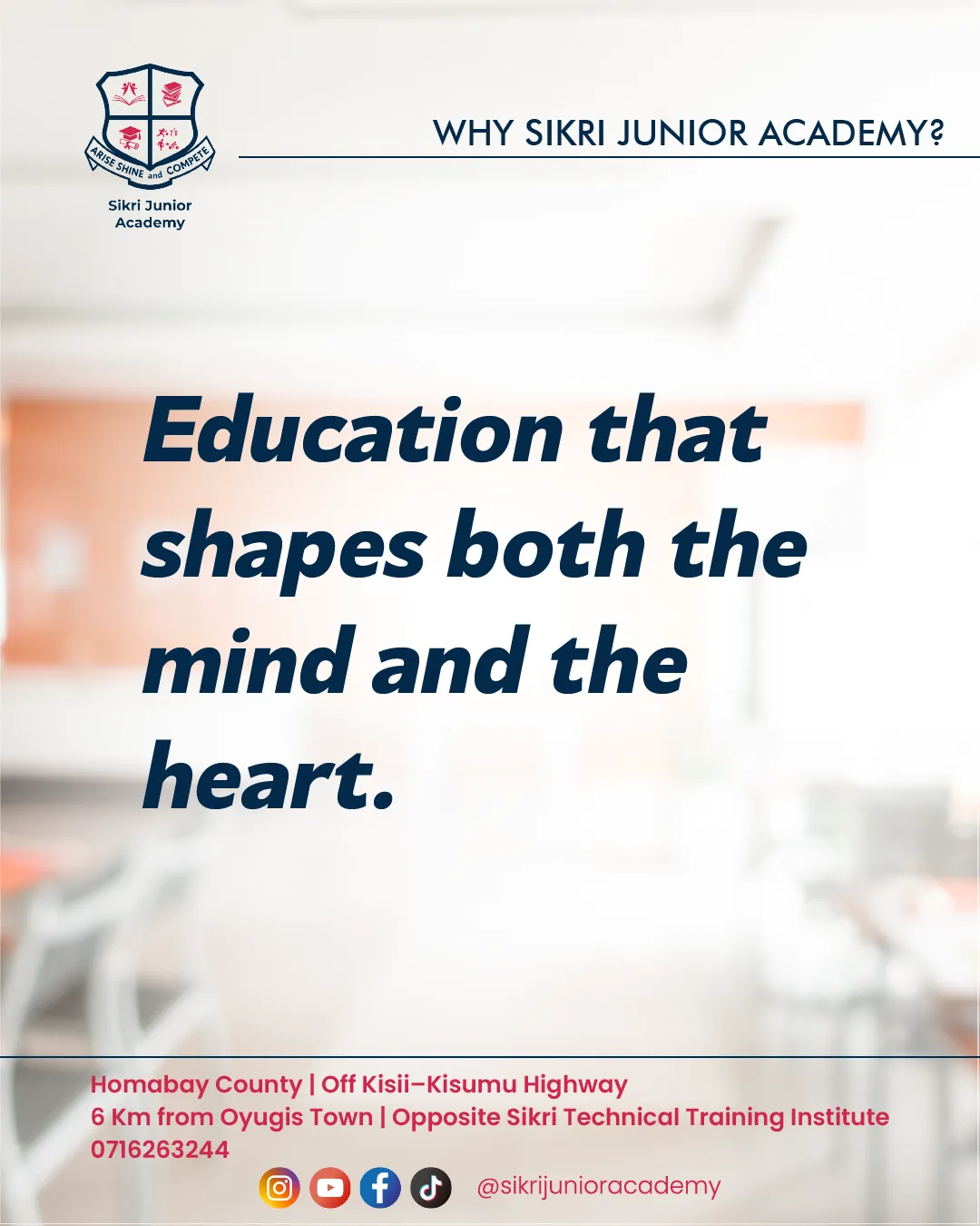 "Why Sikri Junior Academy?" post: "Education that shapes both the mind and the heart"