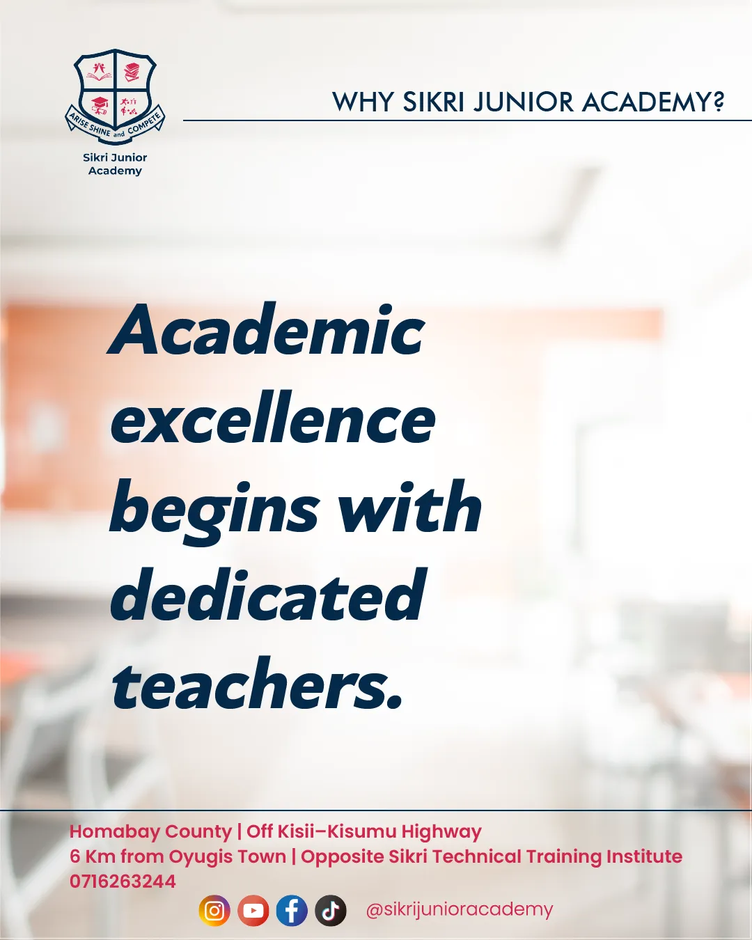 "Why Sikri" post: "Academic excellence begins with dedicated teachers"
