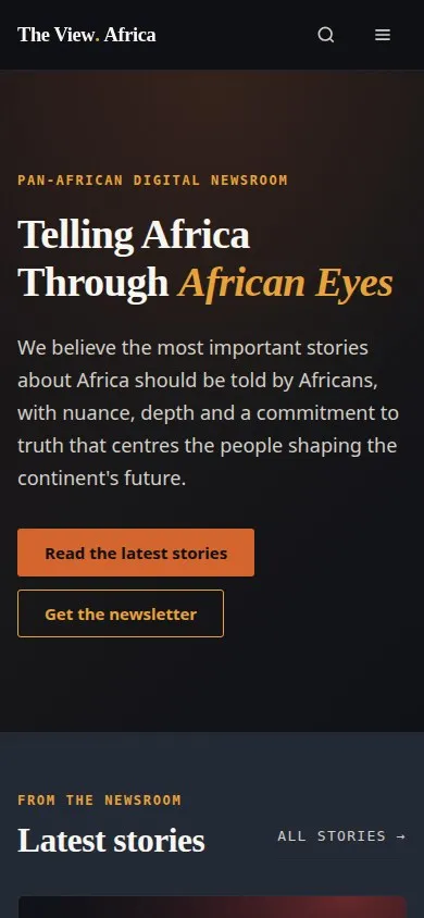 The View Africa home page on a phone