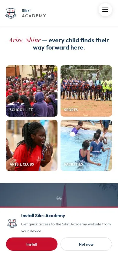 Sikri Academy website home page on a phone