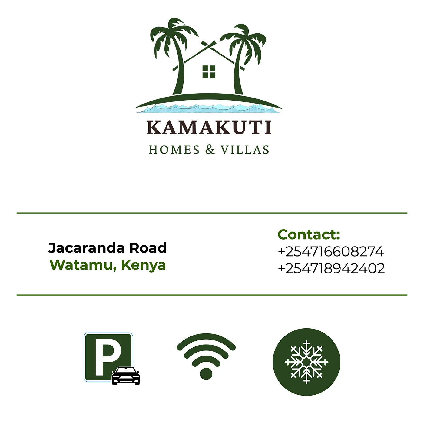 Kamakuti logo, Jacaranda Road address, phone numbers and amenity icons
